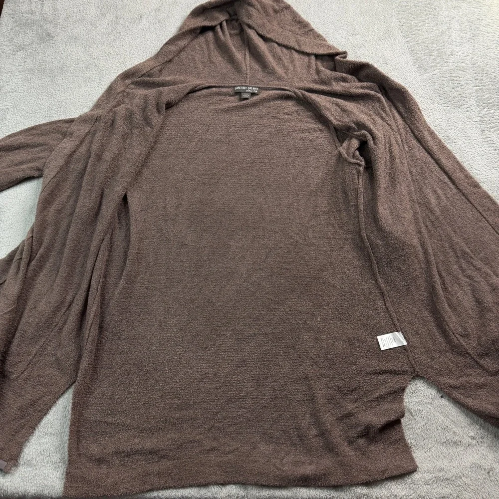Barefoot Dreams Hooded Open-Front Cardigan - Brown - Picture 6 of 11
